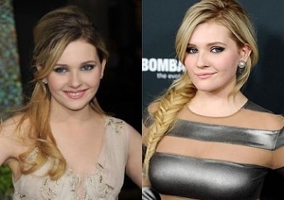 A picture of Abigail Breslin before (left) and after (right).